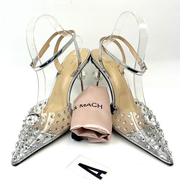 MACH & MACH Shoes - MACH & MACH Crystal Embellished Clear Ankle Strap Pump sz 11